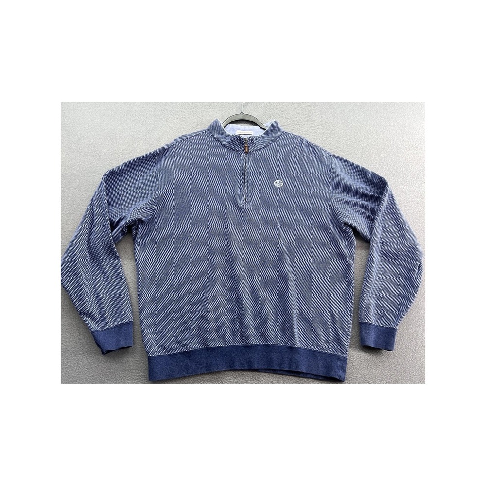 Peter Millar Pullover Men's XL Blue 1/4 Zip Sweater Golf Cotton Casual Preppy